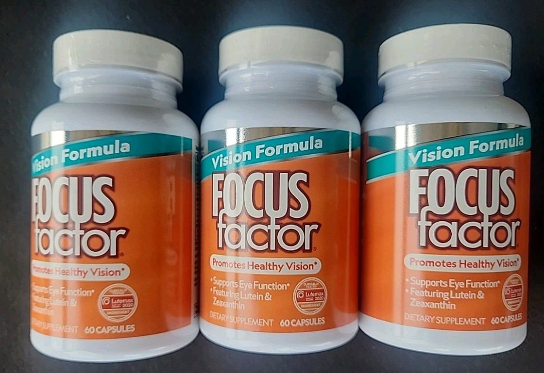 Focus Factor Vision Formula Lot Of 3 – 60 Capsules Each = 180; Exp 5/27
