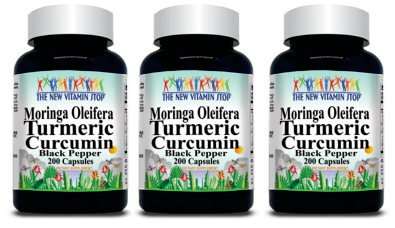 Moringa Oleifera 5000mg Turmeric Curcumin 2000mg Pepper 3X200Cap Made In the USA