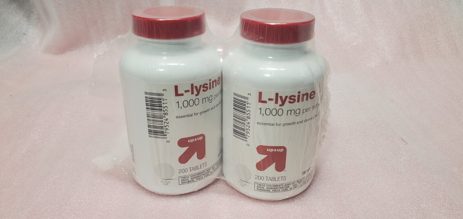 Lot 2 L-lysine 1000 Mg 200 Tablets, Exp 08/2025, NEW & SEALED