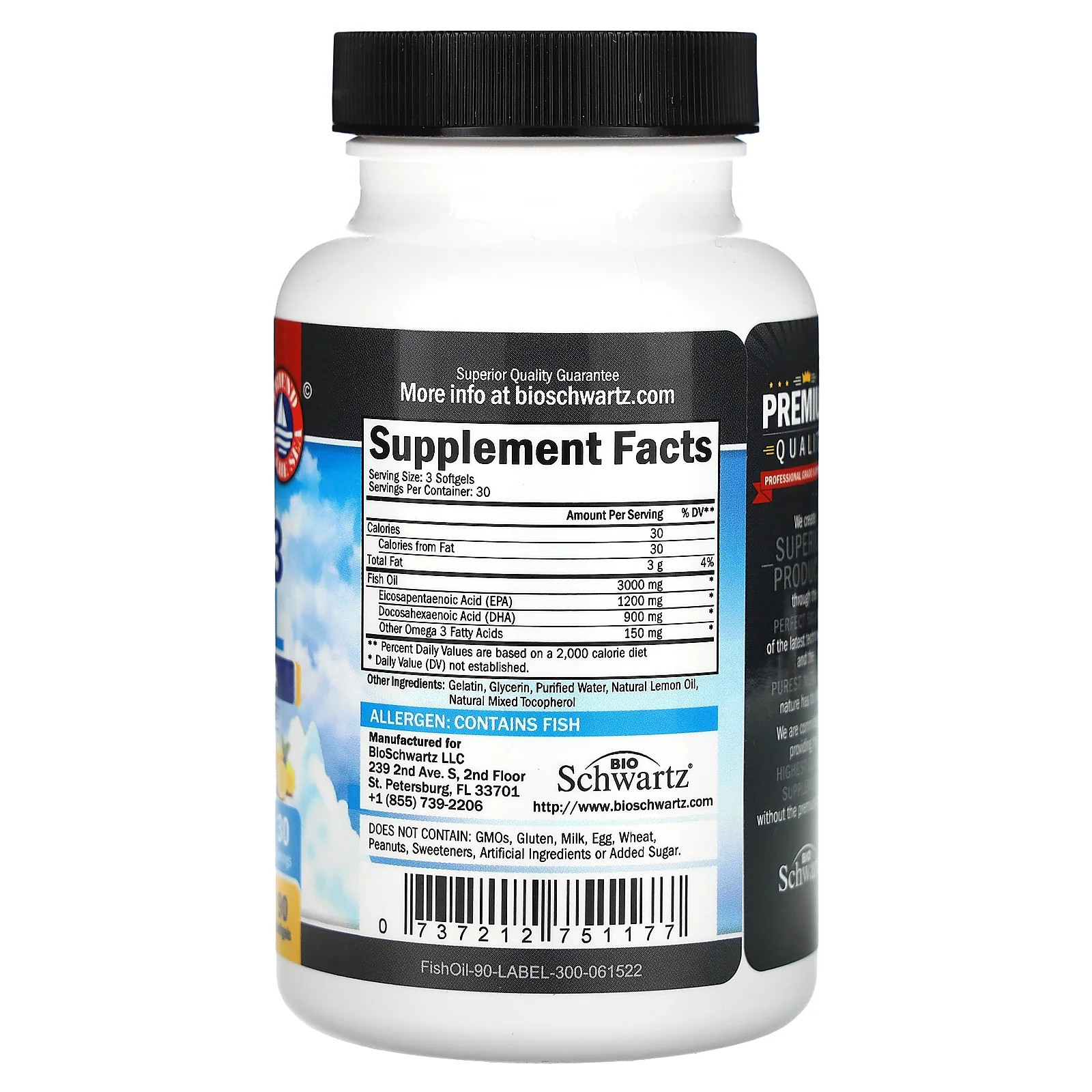 2 X BioSchwartz, Omega 3 Fish Oil, Lemon , 90 Softgels