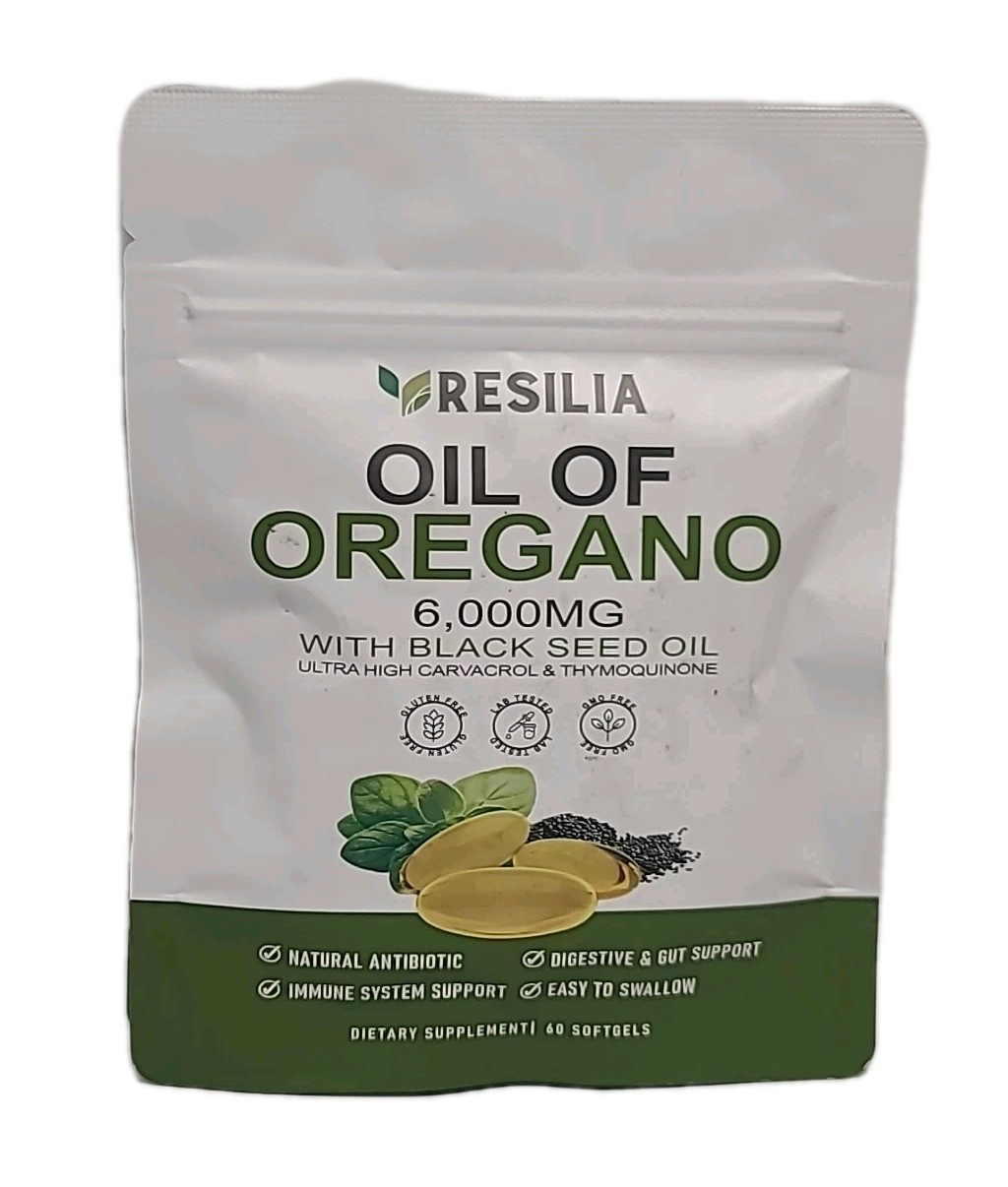 1 × Resilia• OIL OF OREGANO 6000 mg with BLACK SEED OIL • 60 SOFTGELS NEW SEALED