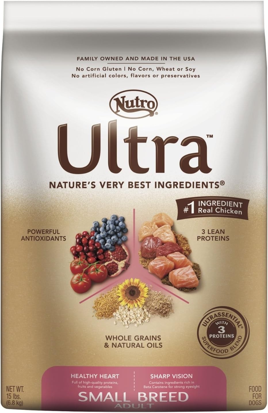 NUTRO ULTRA Adult Small Breed High Protein Natural Dry Dog Food with a Trio of P