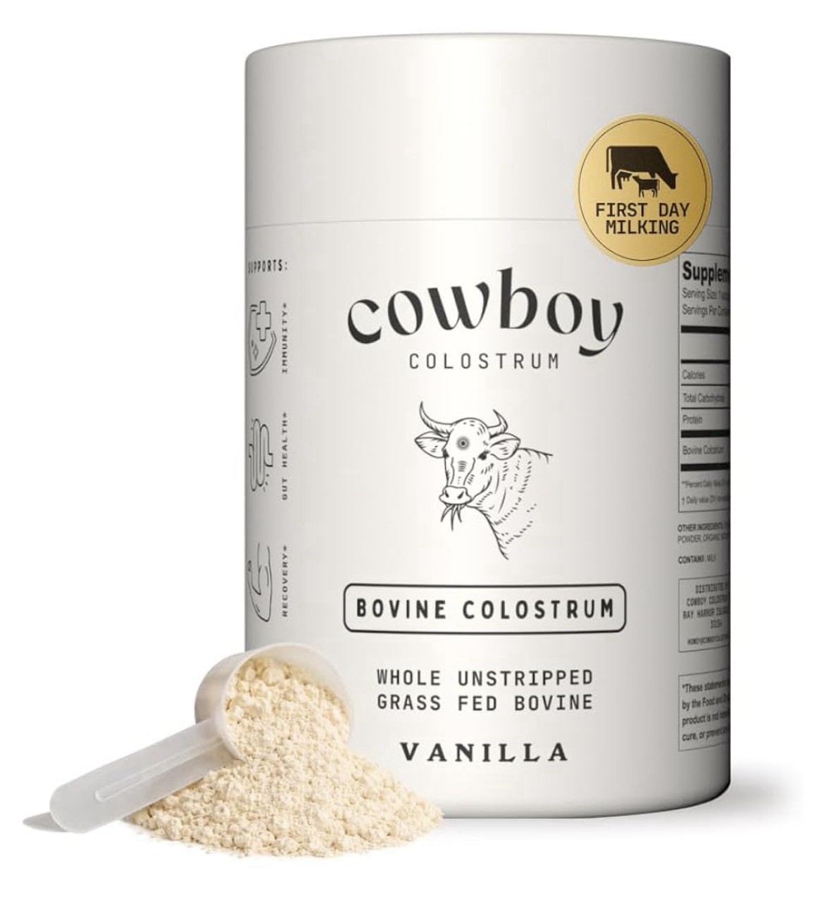 EXP:09/2028. Cowboy Colostrum BOVINE COLOSTRUM Supplement 4.8Oz Vanilla.