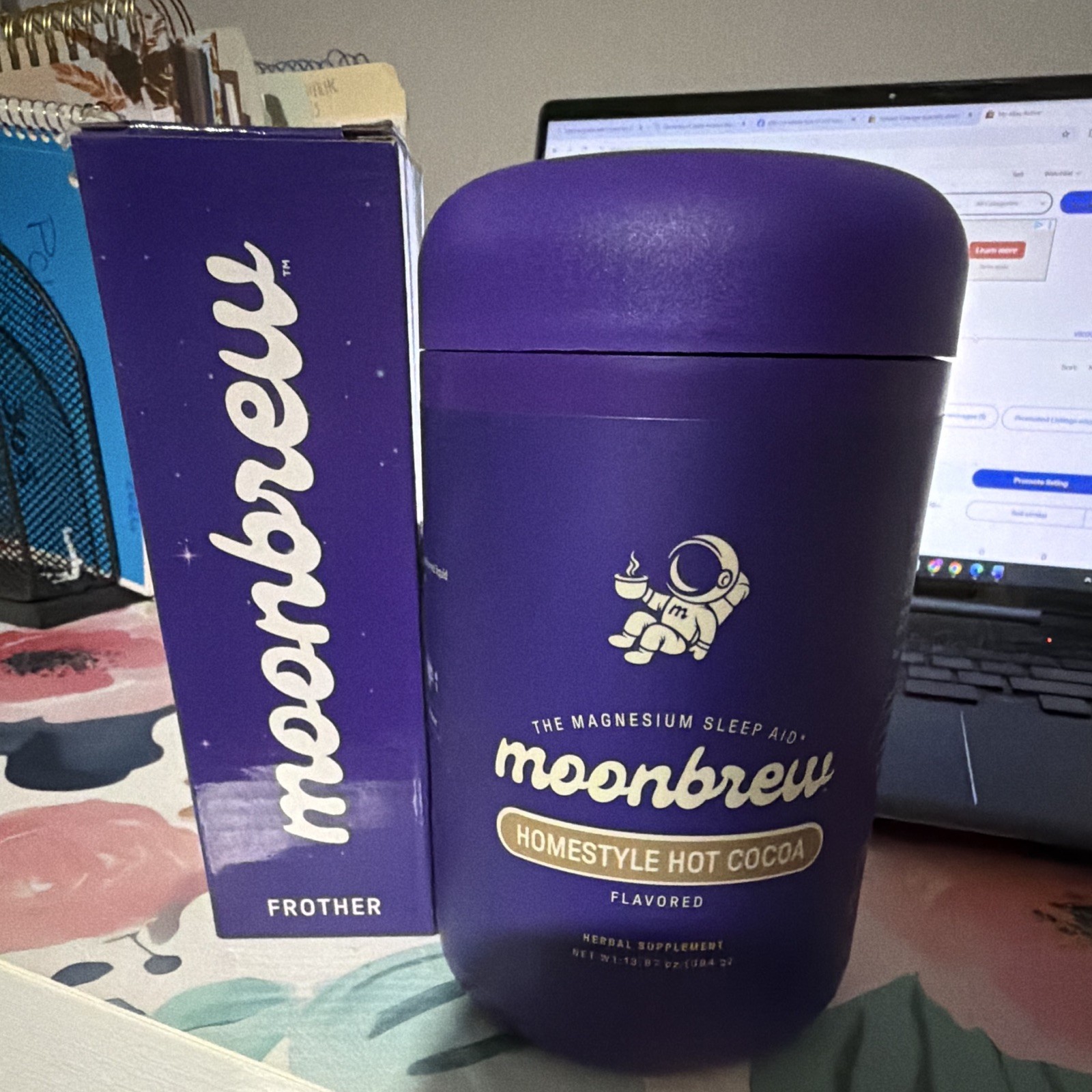 moonbrew Magnesium Sleep Aid Powder Homestyle Hot Cocoa No Melatonin 13.97 oz
