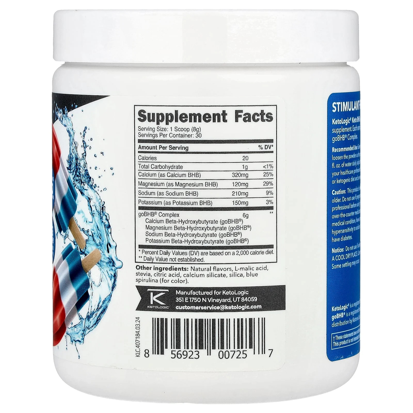 2 X KetoLogic, Keto BHB, Patriot Pop, 8.9 oz (249 g)