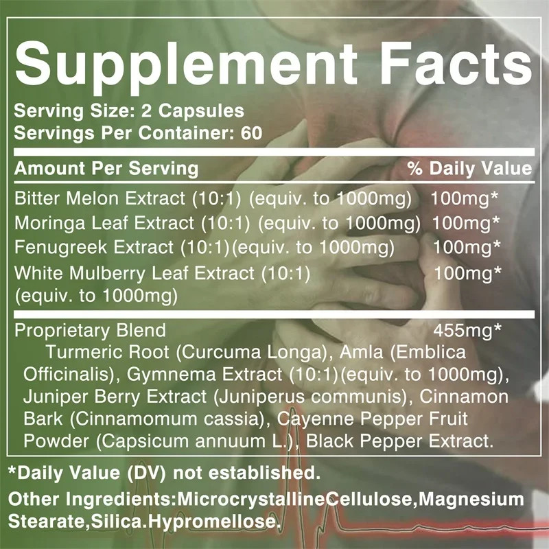 Blood Sugar Support 120pcs, Promotes Energy and Metabolism, Blood Circulation