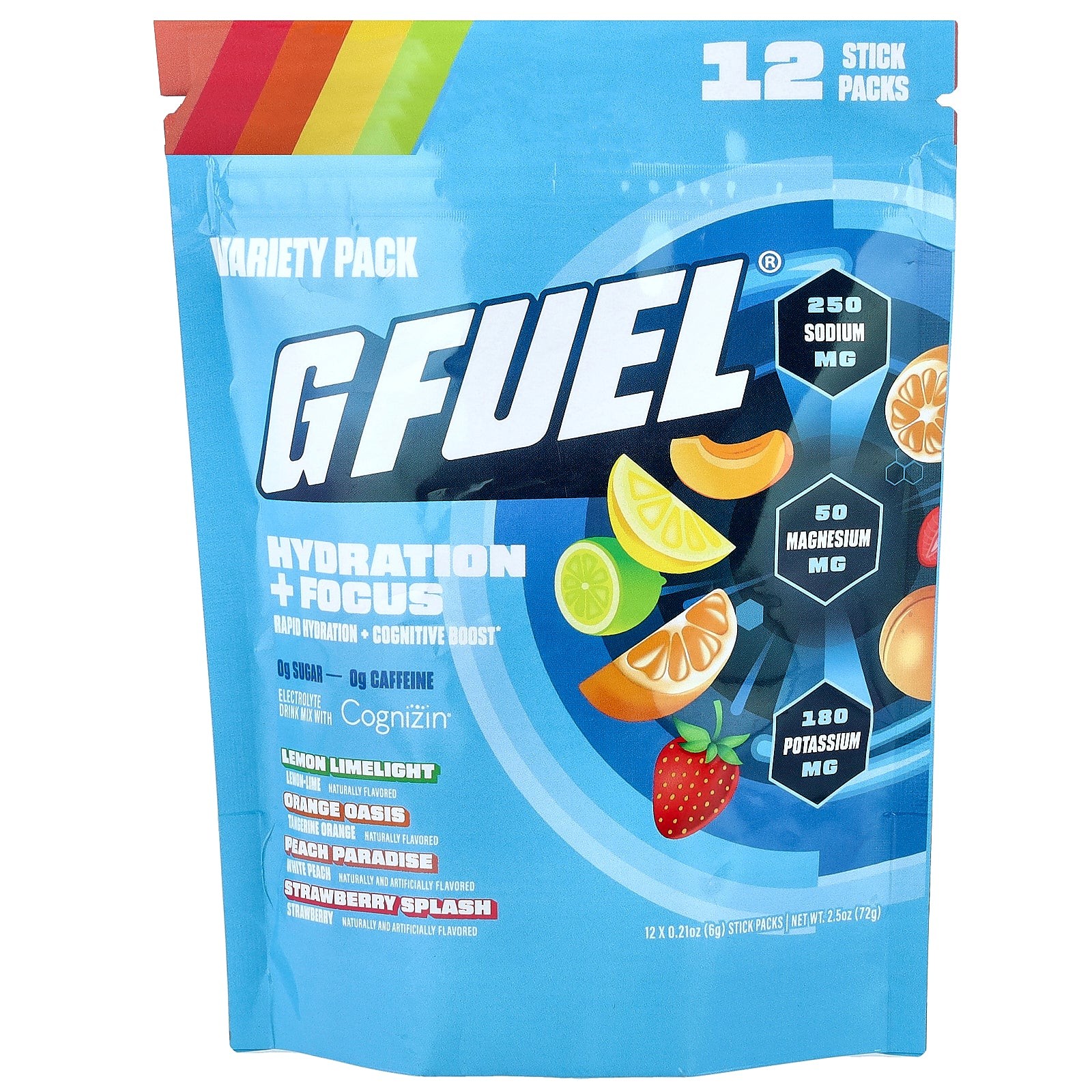 2 X G FUEL, Hydration + Focus, Electrolyte Drink Mix with Cognizin�, Variety Pa