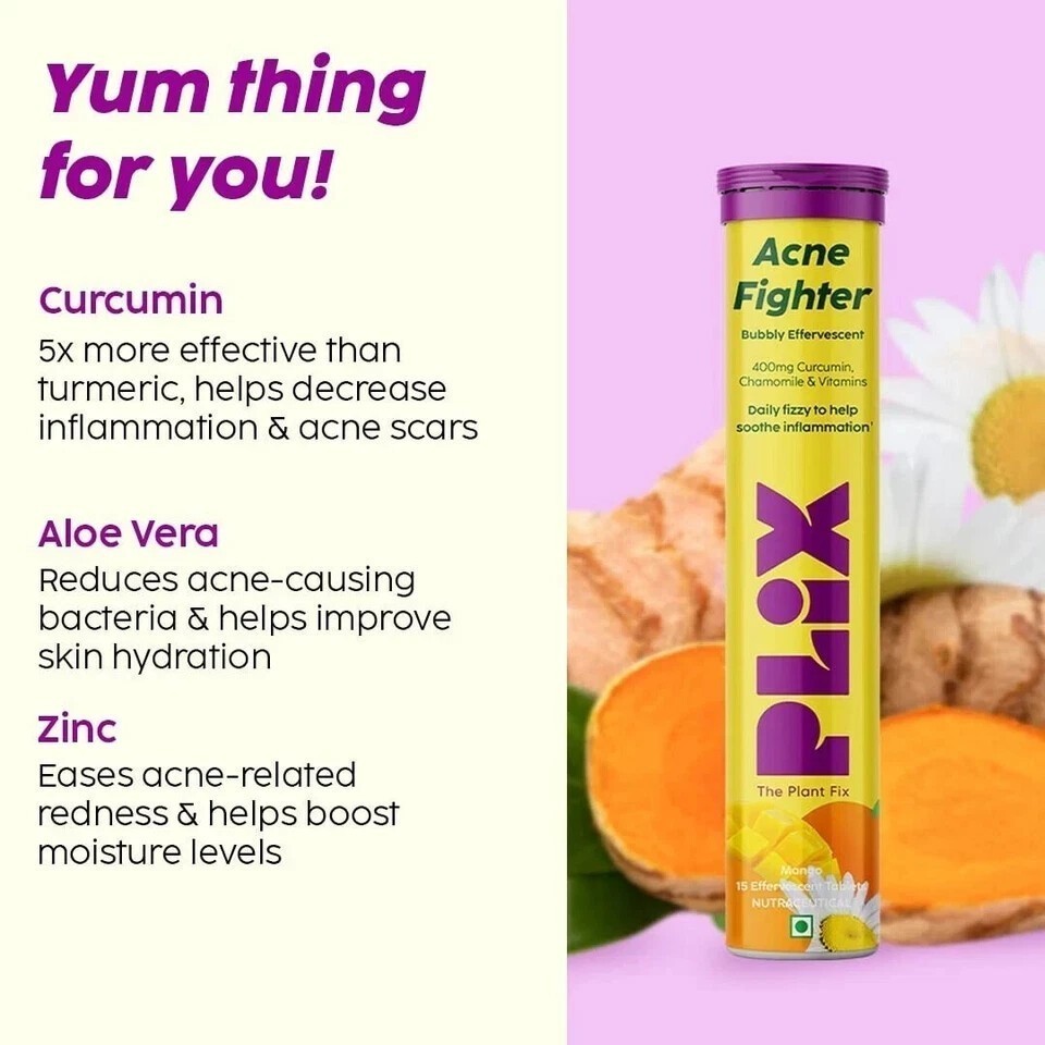 PLIX – THE PLANT FIX Acne Shield (15 Effervescent Tablets)- Pack Of 4 (Mango) g0