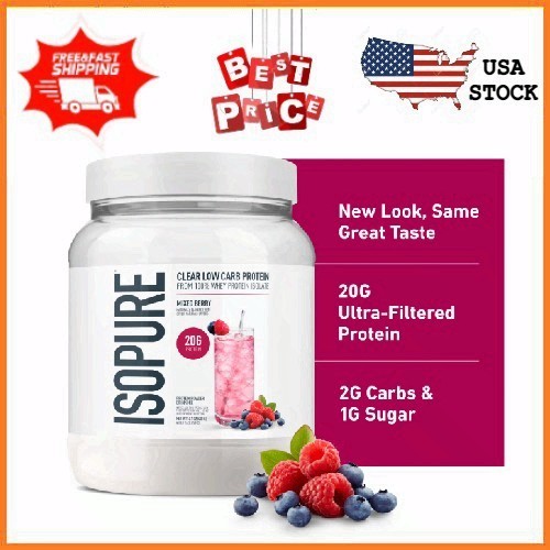 NEW Isopure Clear Low Carb 100% Whey Protein Isolate Powder, Mixed Berry 20g Pro