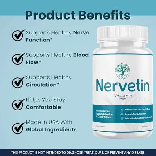 Valdivia Nervetin 60 Capsules Nerve Support Supplement Made in USA Nerve Health