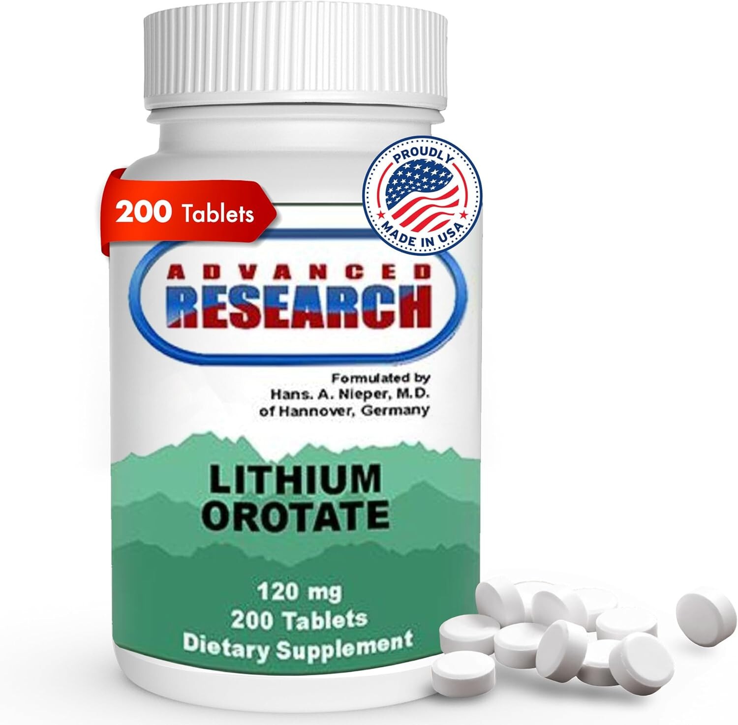 Advanced Research/Nutrient Carriers Lithium Orotate 120 mg 200 Tabs