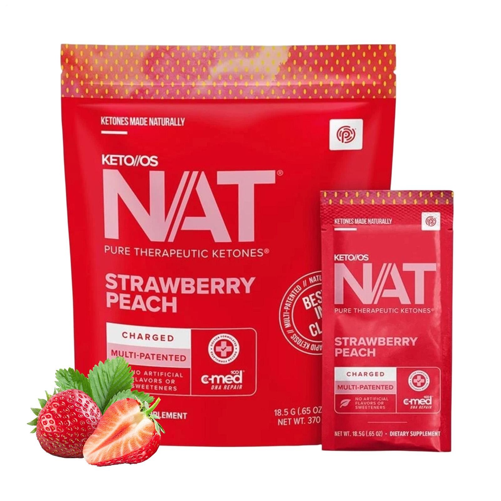 Pruvit Keto OS NAT Strawberry Peach Charged Ketones 20 Packs