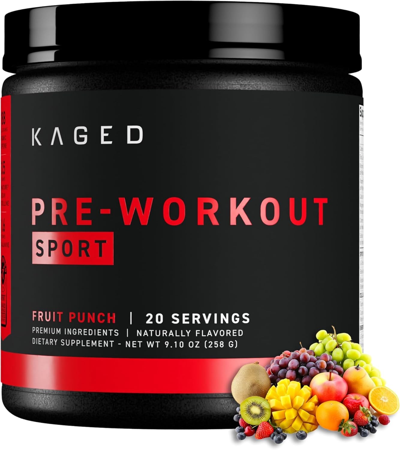 Kaged Sport Pre Workout Powder for Men & Women, Fruit Punch, Sport Certified, 18