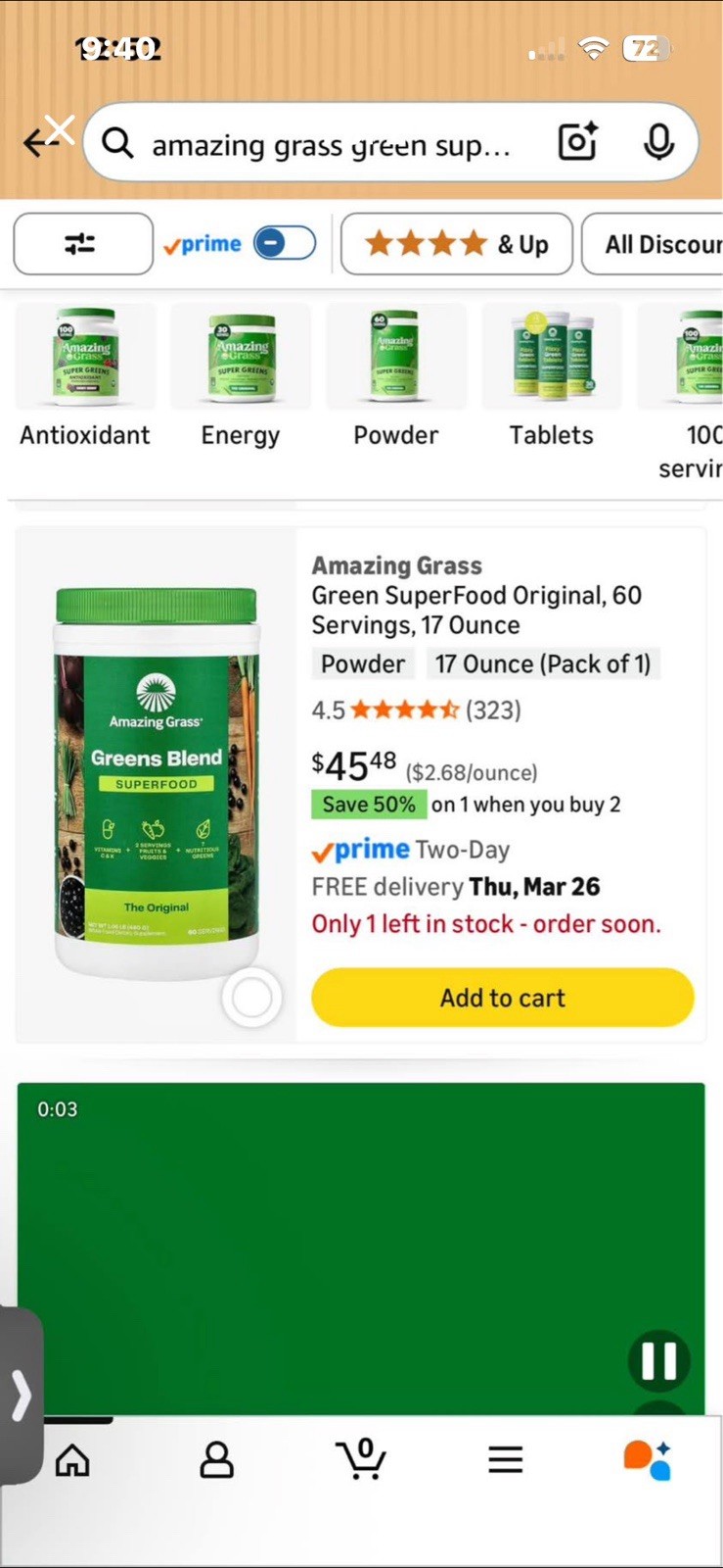 Amazing Grass Green Superfood The Original Drink Powder 60 Servings