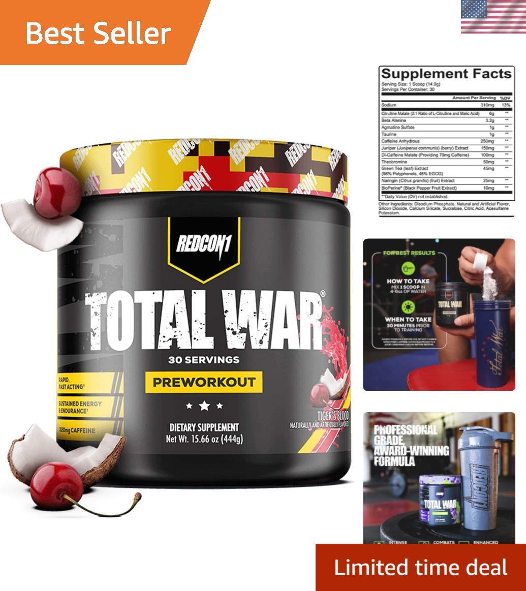 Transform Your Workout with Total War Pre Workout – 30 Servings, Tiger’s Blood