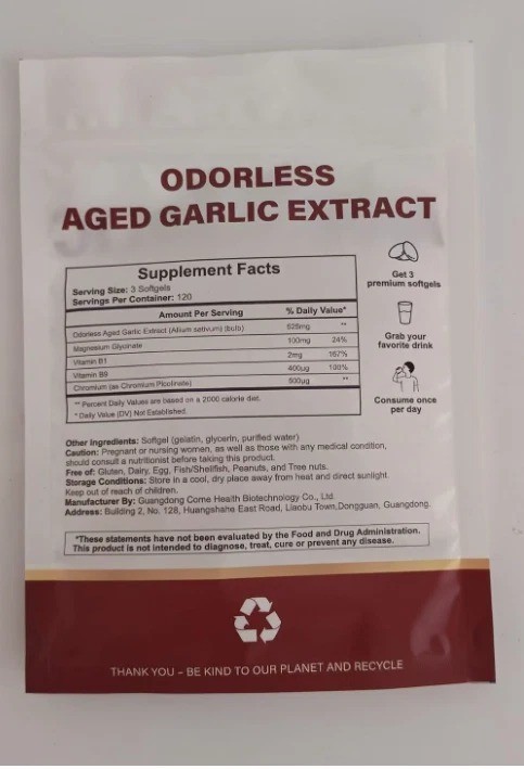 Odorless Aged Garlic Extract Capsules, 2-Year Aged Garlic with Magnesium