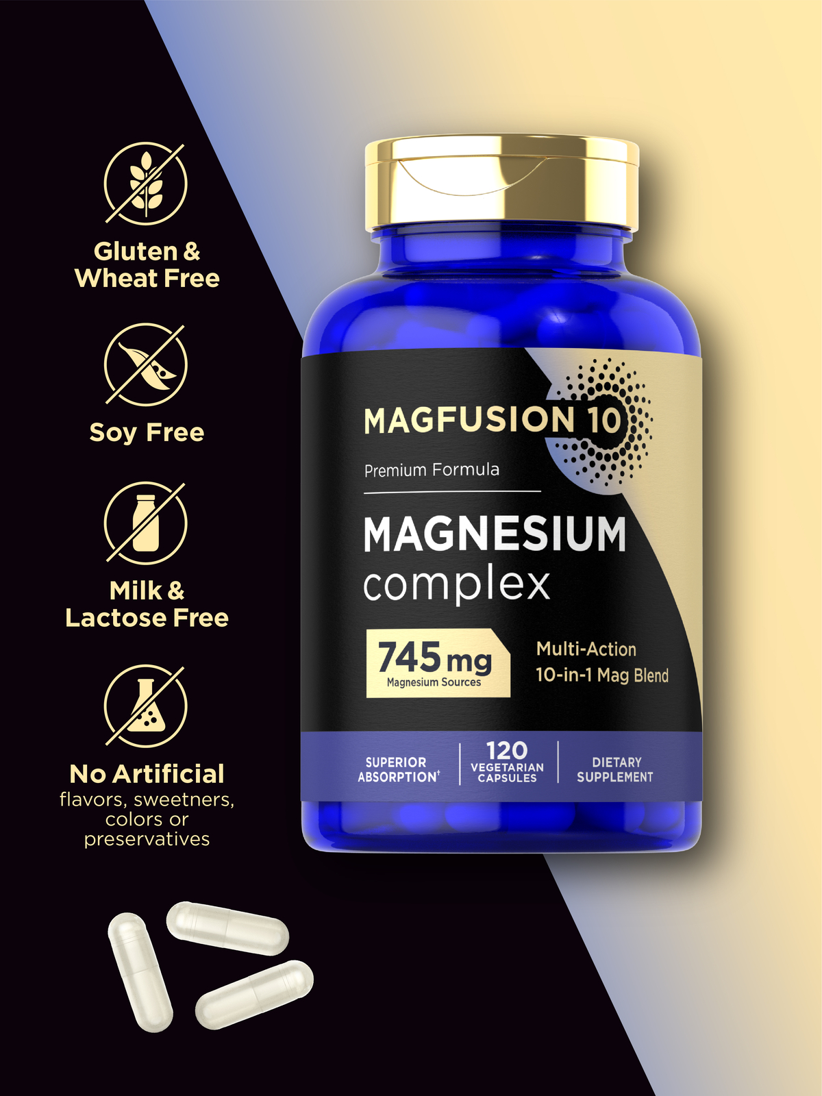 Magnesium Complex 745mg | 120 Count | 10 in 1 Blend | Vegetarian | by Magfusion