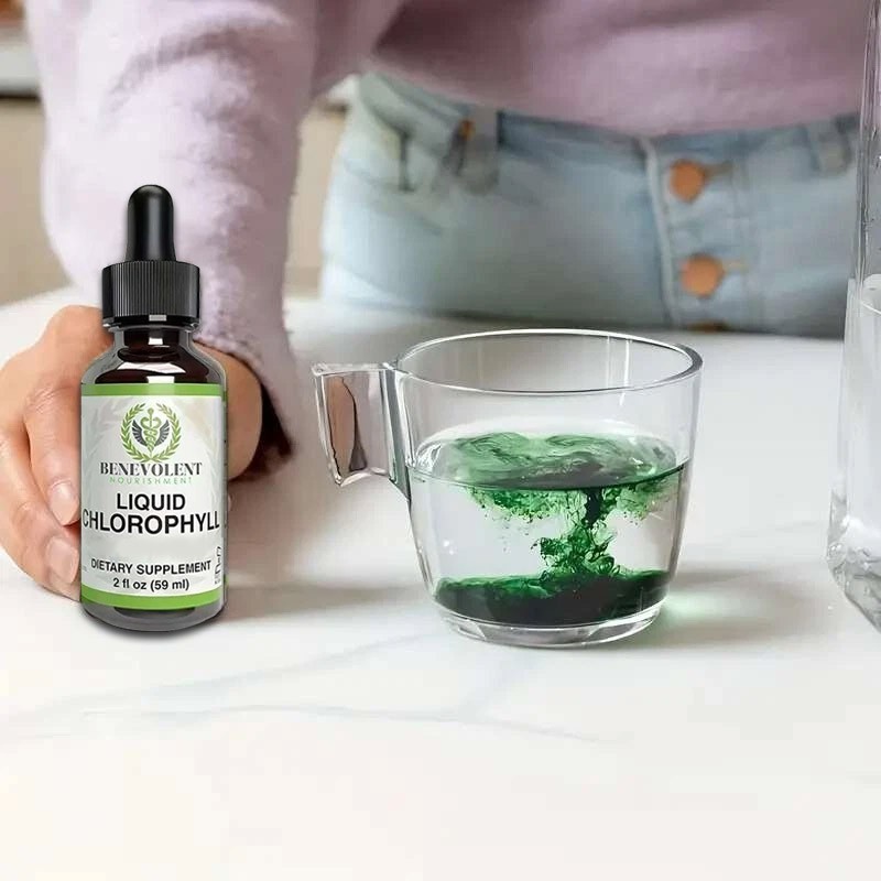 2 BOTTLES-Benevolent Nouris Chlorophyll Liquid Drops Detox, Internal Deodorizer