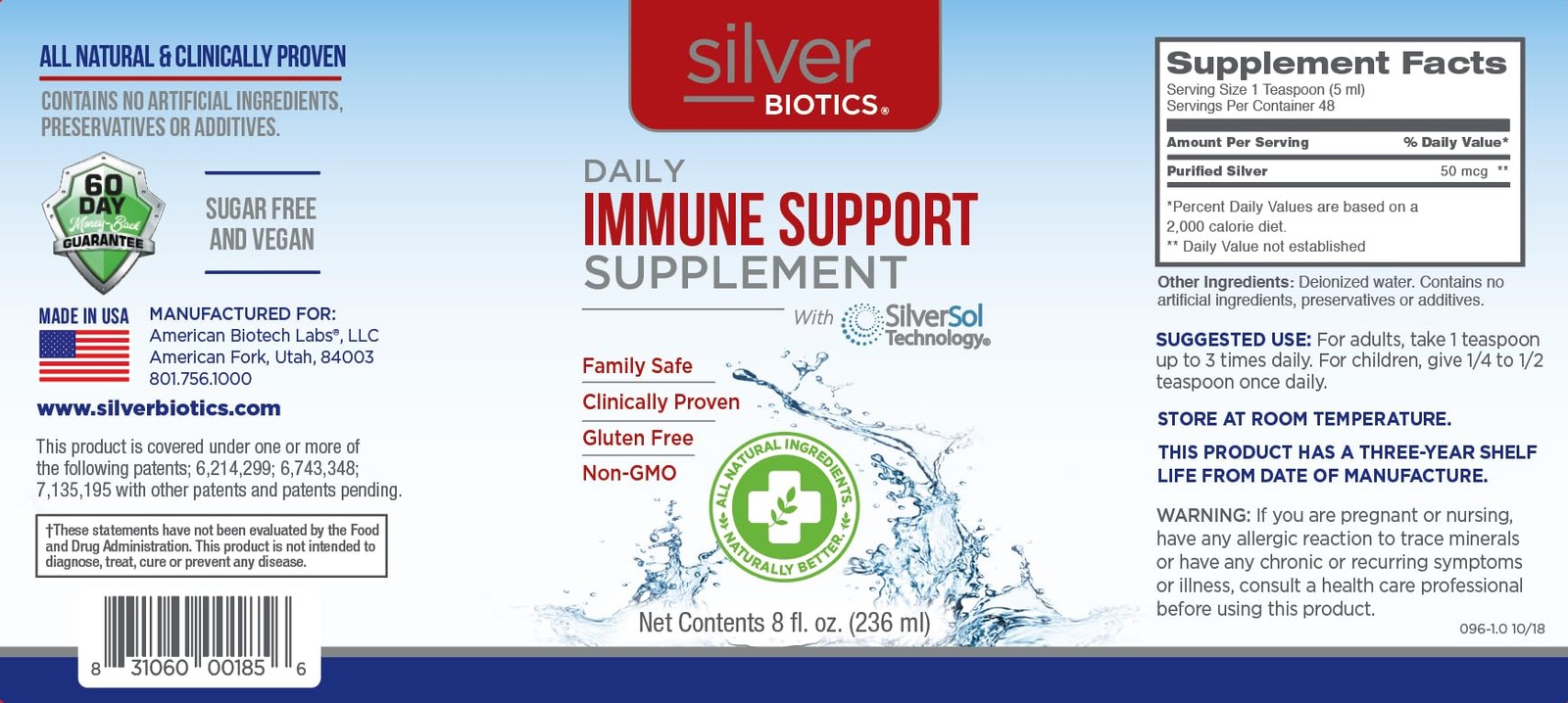 Silver Biotics Patented Multivalent SilverSol Technology 8 Fl Oz (Pack of 1)