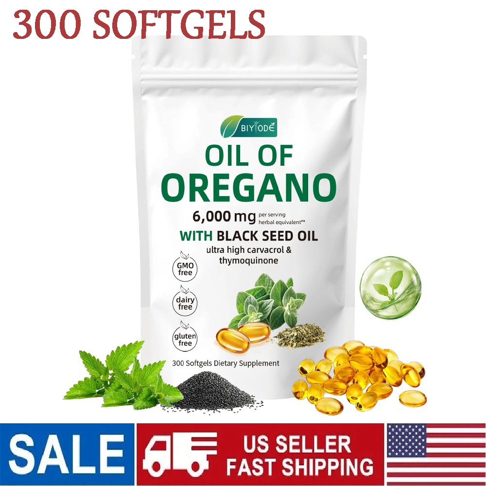 2 Oil 1 in of Oregano 3000 Softgels Black Seed Oil Herbal Supplement US