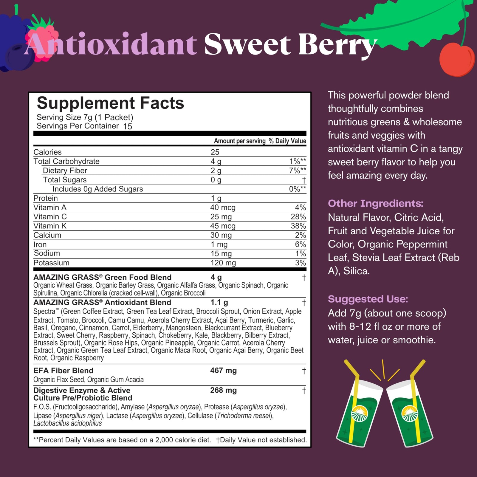 Amazing Grass Greens Blend Antioxidant: Super Greens Powder with Spirulina,