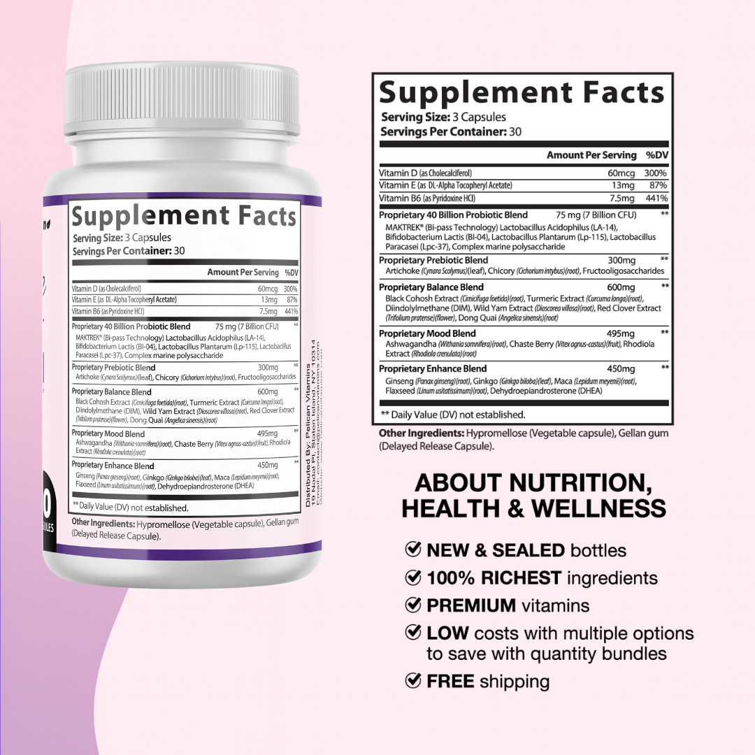 Femme Viva+-Menopause Balance Support/Women’s Health- 5 Bottles- 450 Capsules