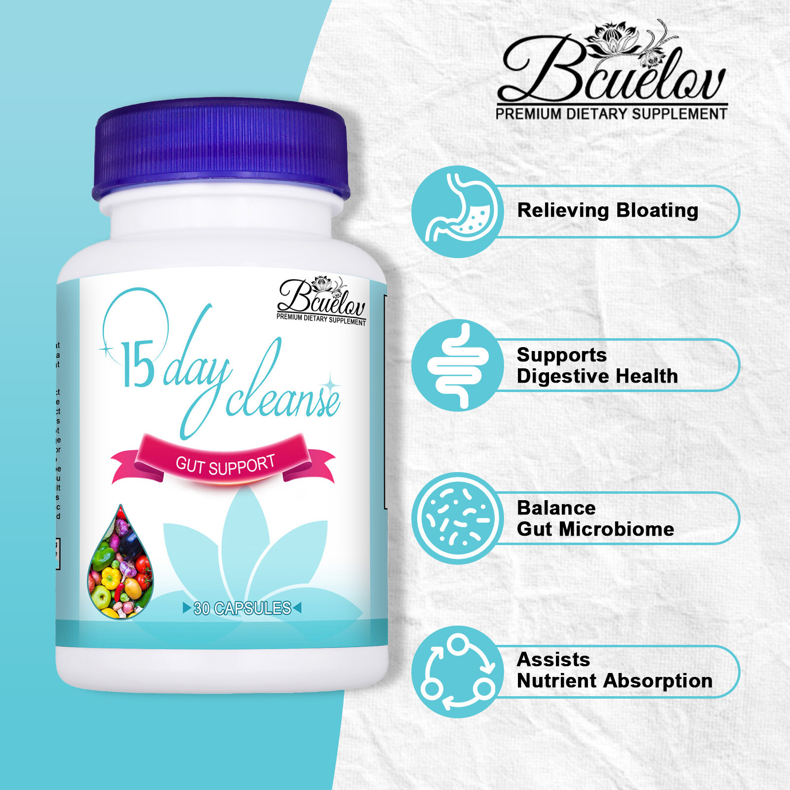 15 Day Cleanse Detoxification Promotes Gut Health Support Digestive System 30 Ct