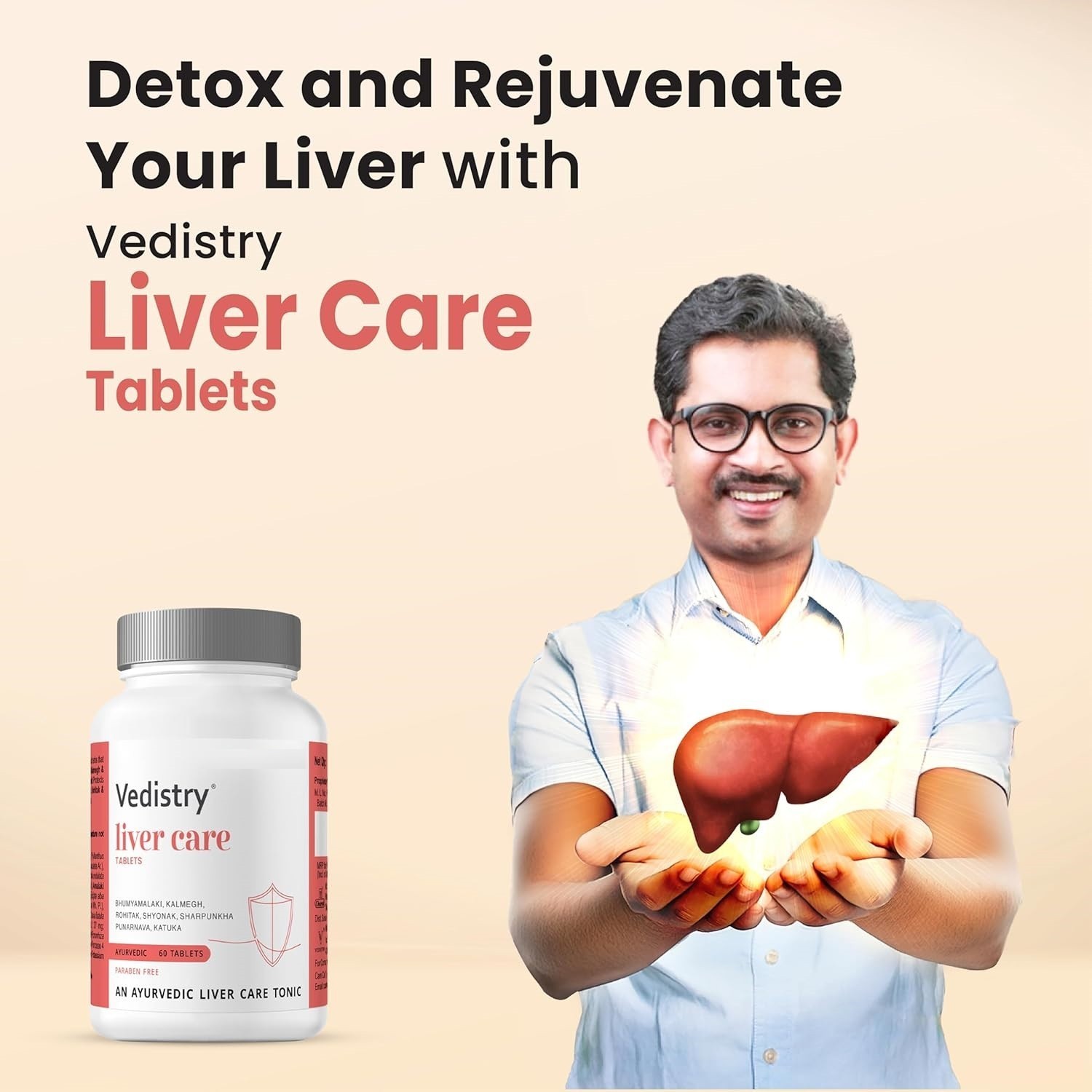 Vedistry Livercare 60 Tablets for Fatty Liver Liver Detox Bloating Indigestion