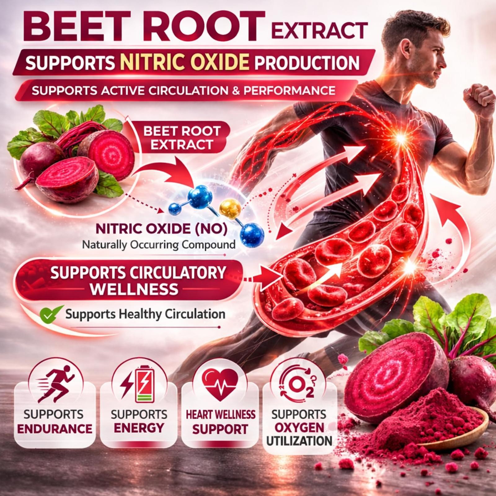 Lemeli Beetroot 1300mg Capsules Beet Root 60 Capsules Blood Extract Pressure