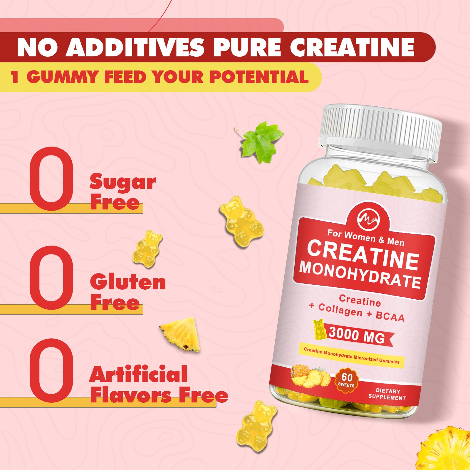 Creatine Monohydrate for Men & Women Workout Energy Muscle Growth Support
