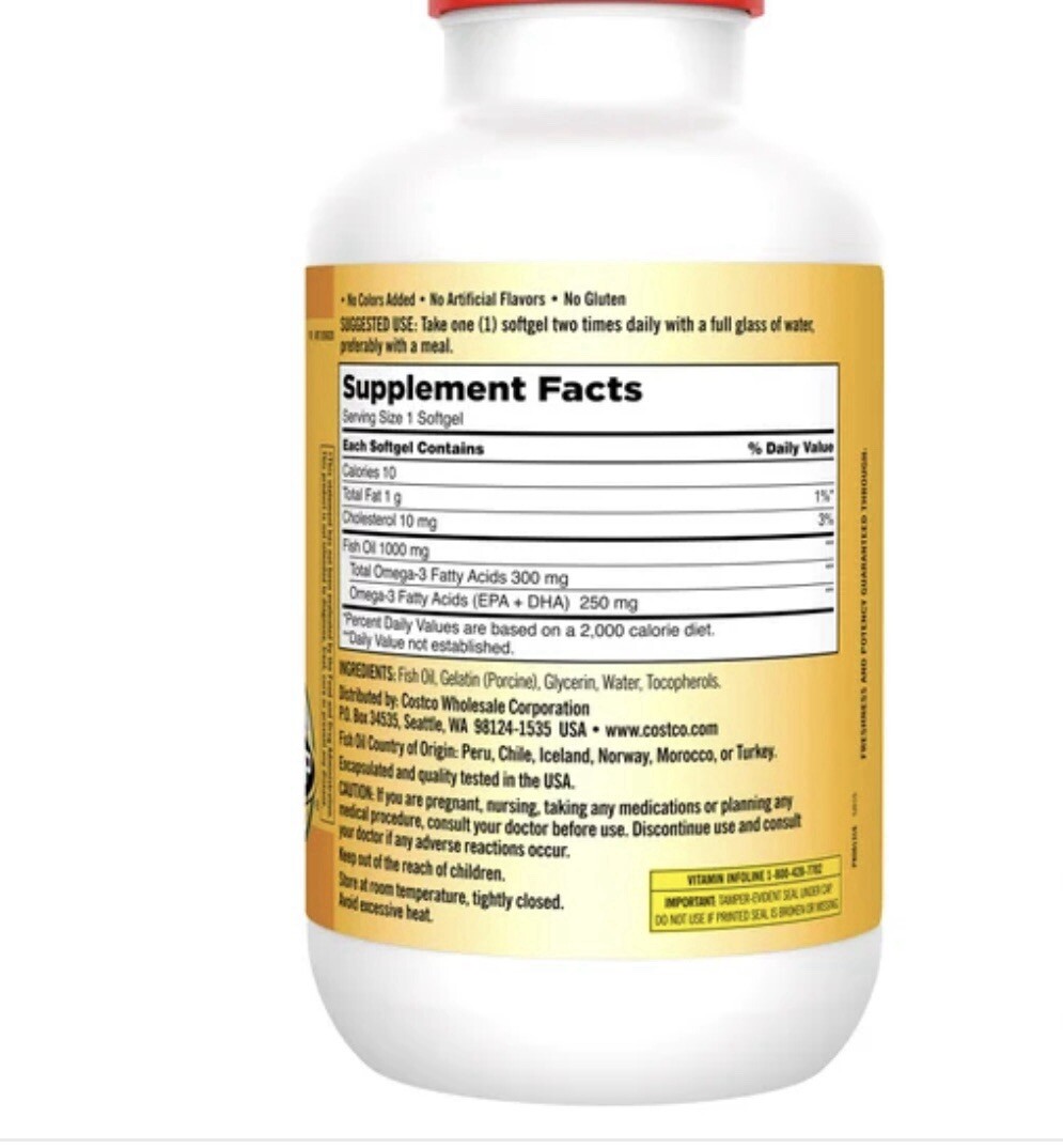 Kirkland Signature Fish Oil 1000 mg., 400 Softgels