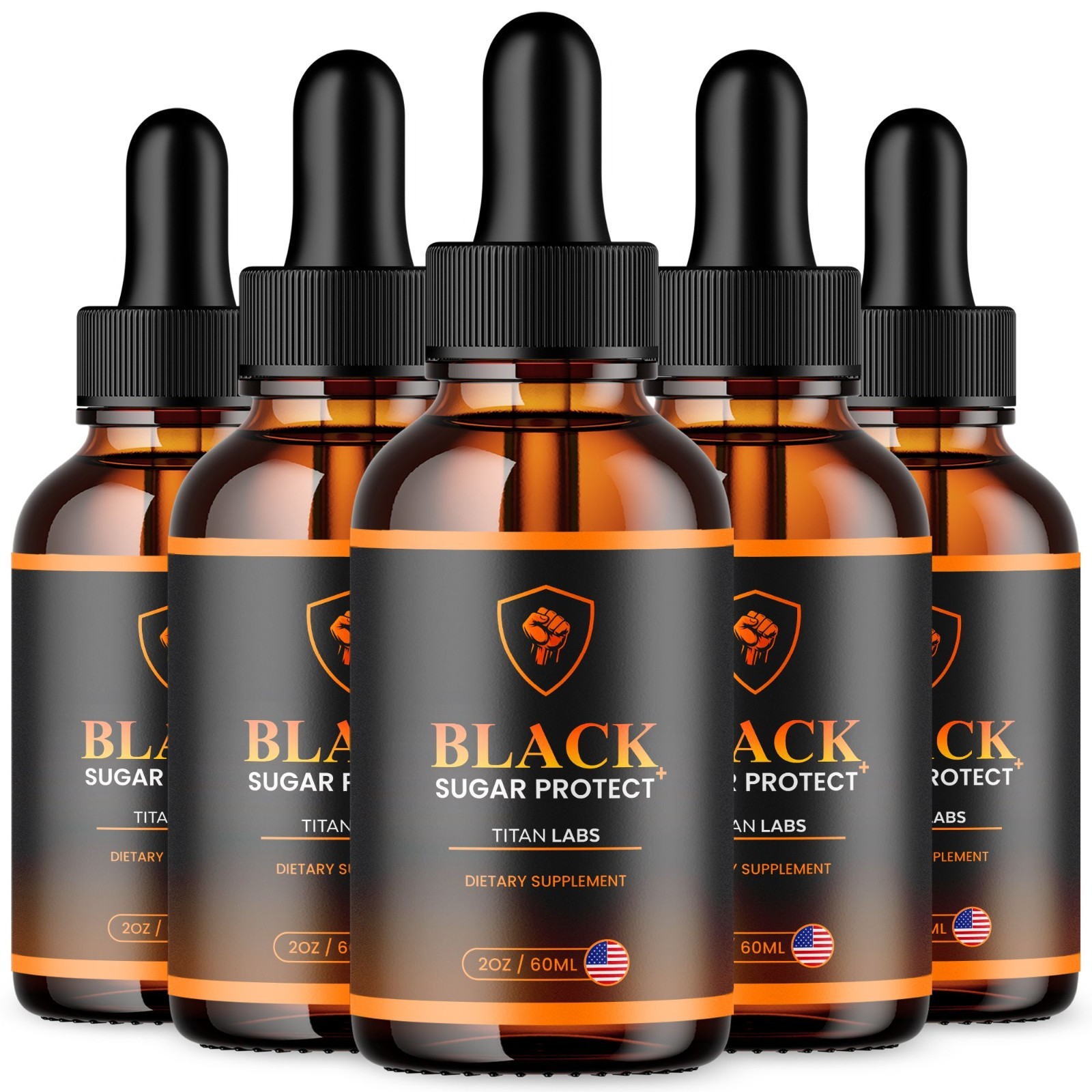 (5 Pack) Black Sugar Protect Drops Advanced Blood Support Supplement 150 Serving