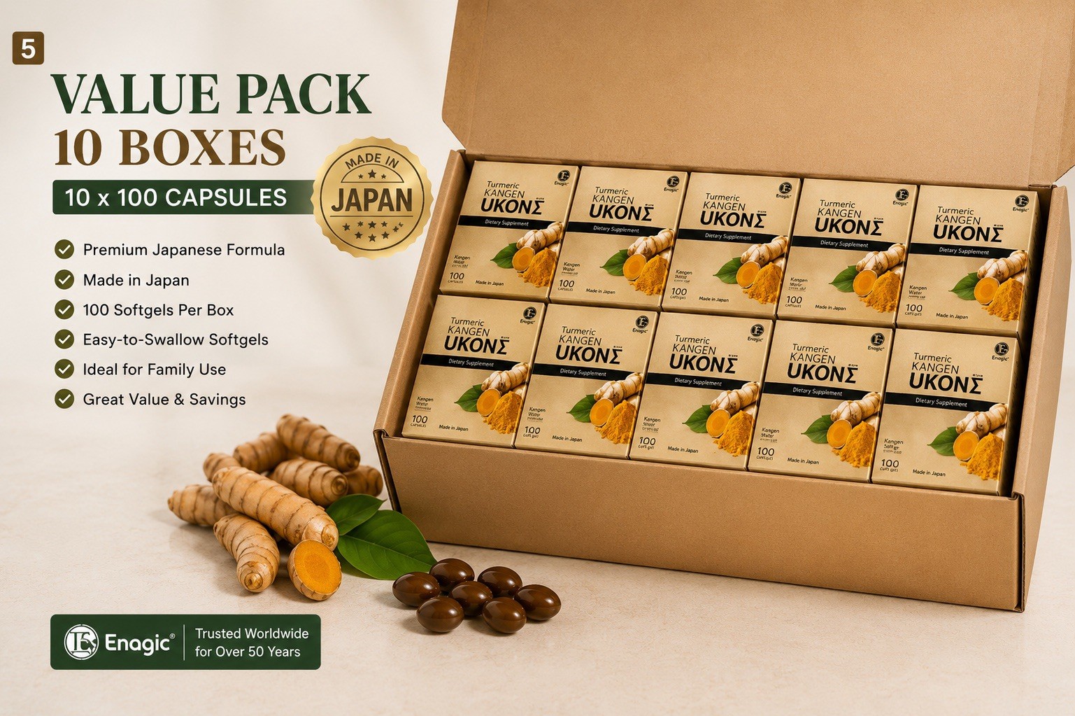 10xBoxes – Enagic Kangen UKON Turmeric 100% Natural Turmeric Okinawa Japan- NEW