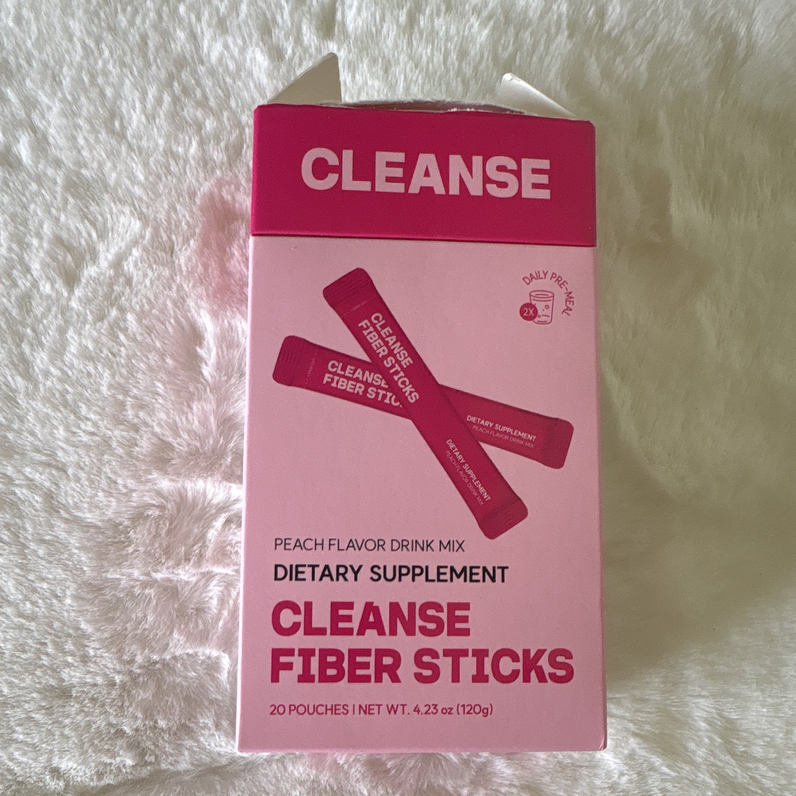 Cleanse Fiber Sticks Peach Drink Mix Fiber Supplement 20 Pouches 4.23 oz