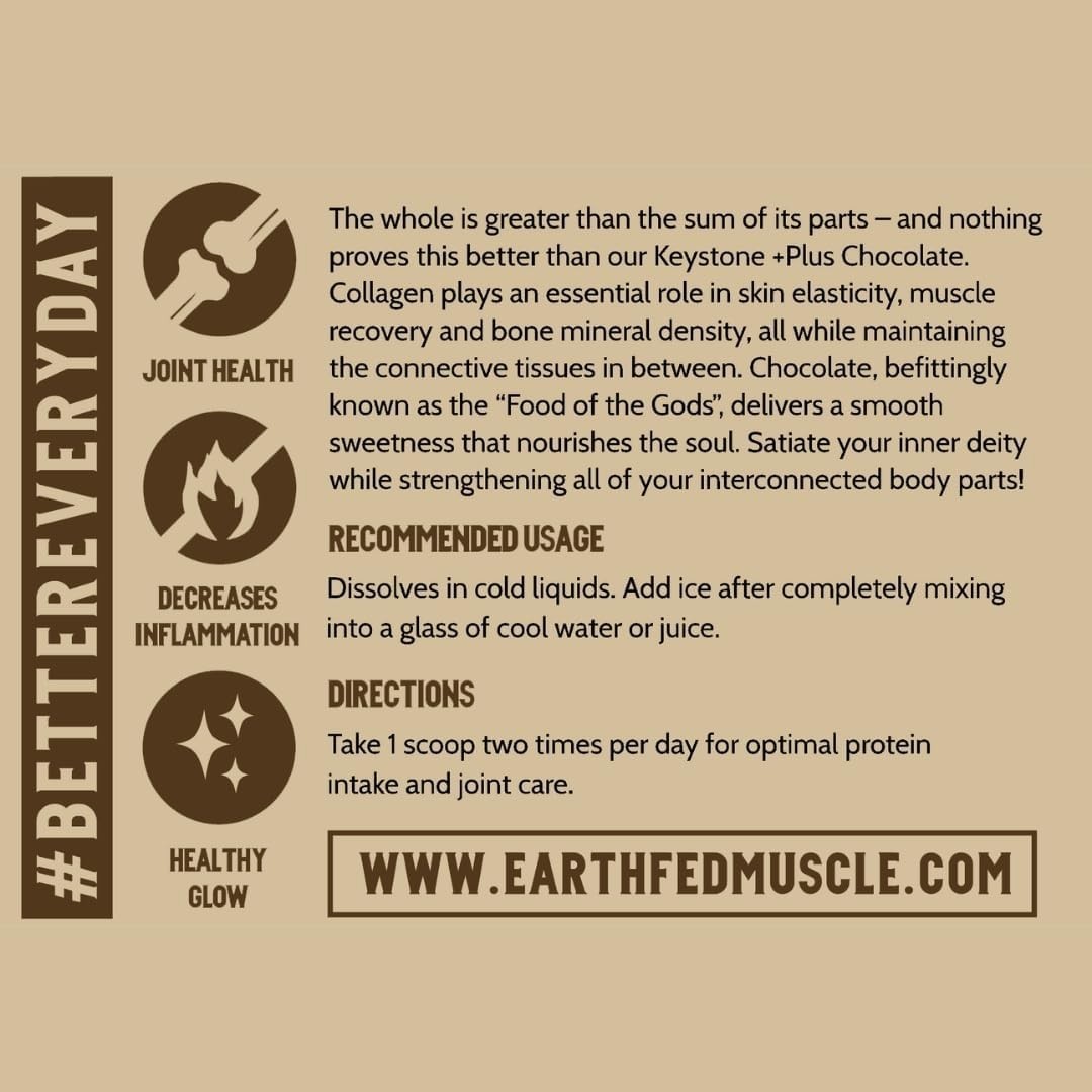 Earth Fed Muscle Keystone Plus Multi Collagen Peptides Powder – Chocolate Flavor