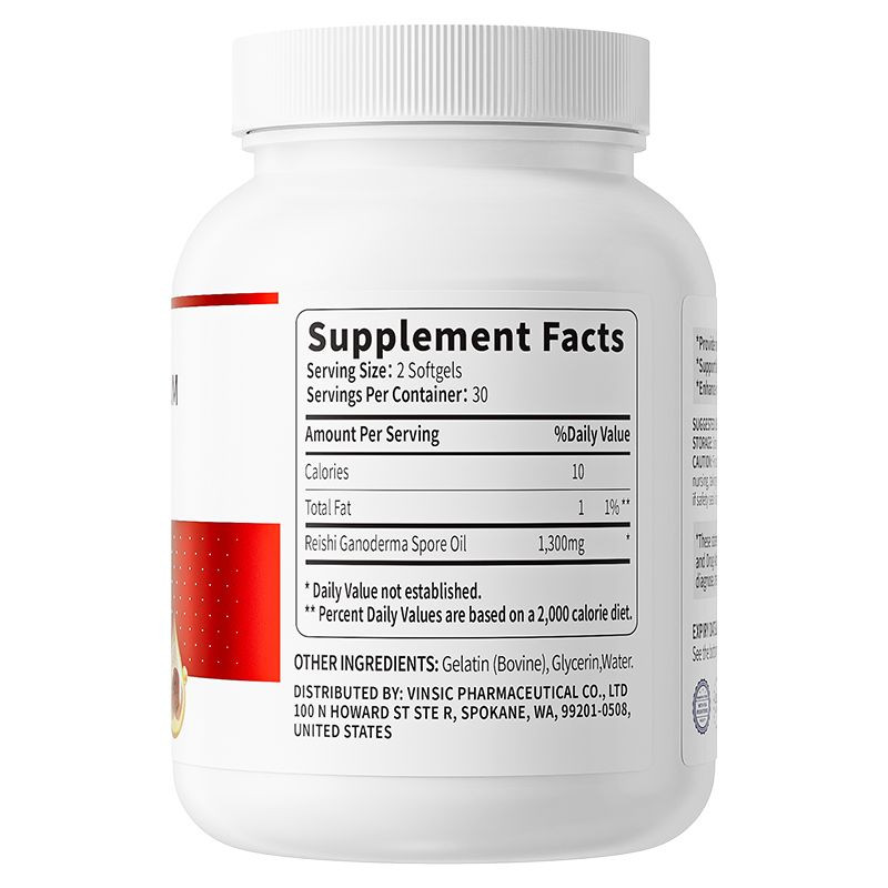 Concentrated Reishi Spore Oil 60 Softgels – Vinsic, ≥28% Triterpenes, Organic