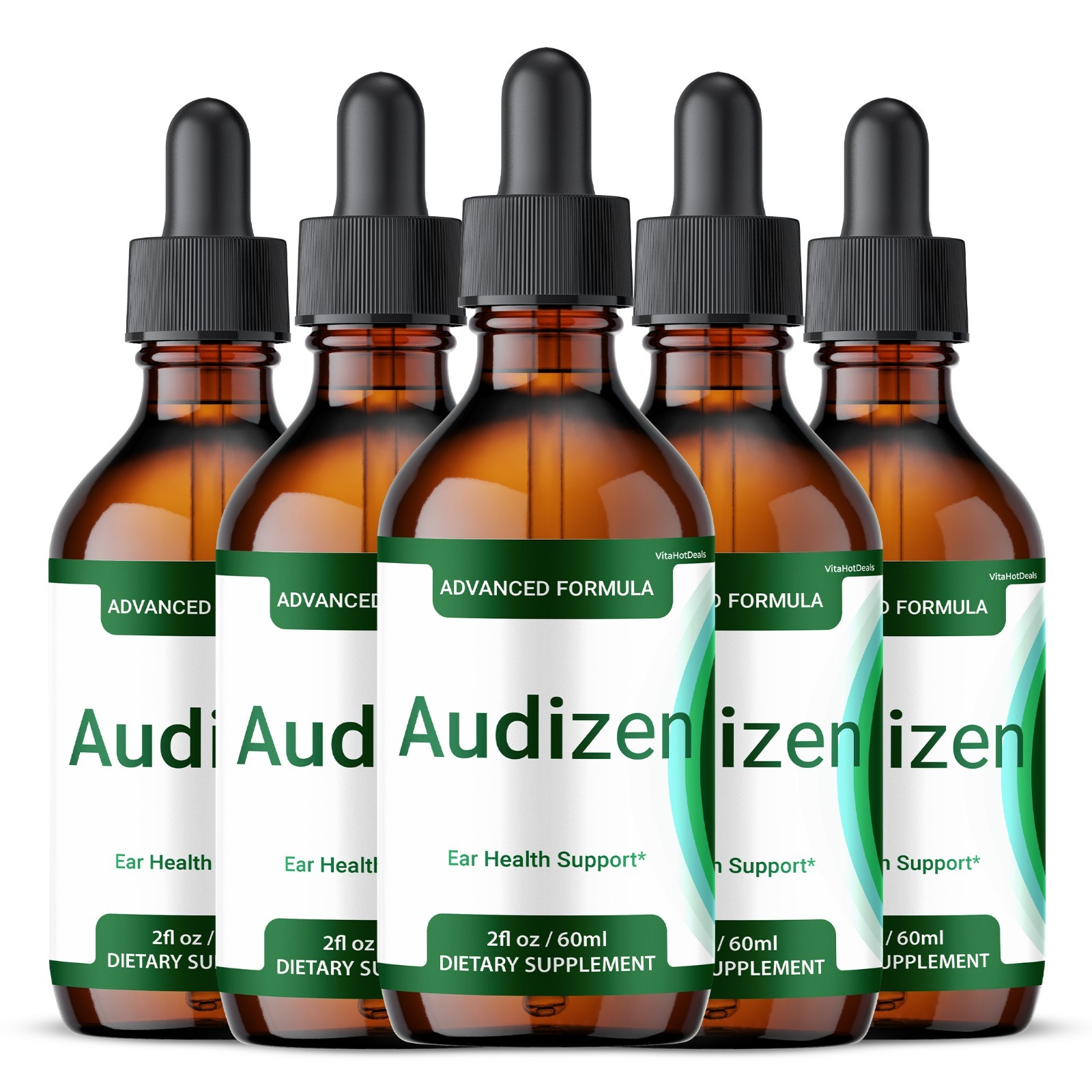 AudiZen Liquid Drops, All Natural Hearing and Ear Health Supplement (5 Pack)
