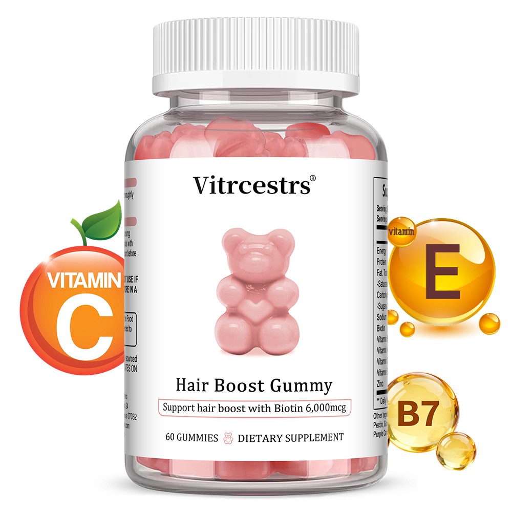 Vitrcestrs Hair Boost 60 Gummies with Biotin 6,000mcg Support Hair Growth