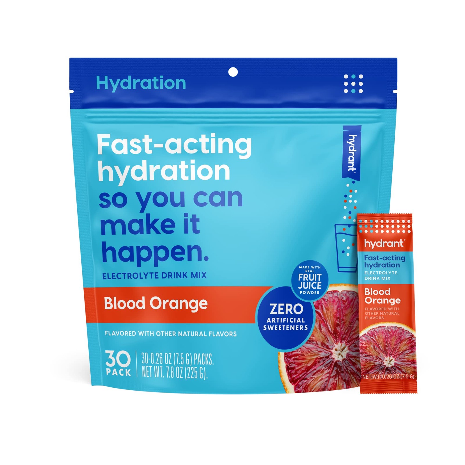 Hydrant Hydration Powder, Blood Orange Flavor, 30 Individual Instant Electro…