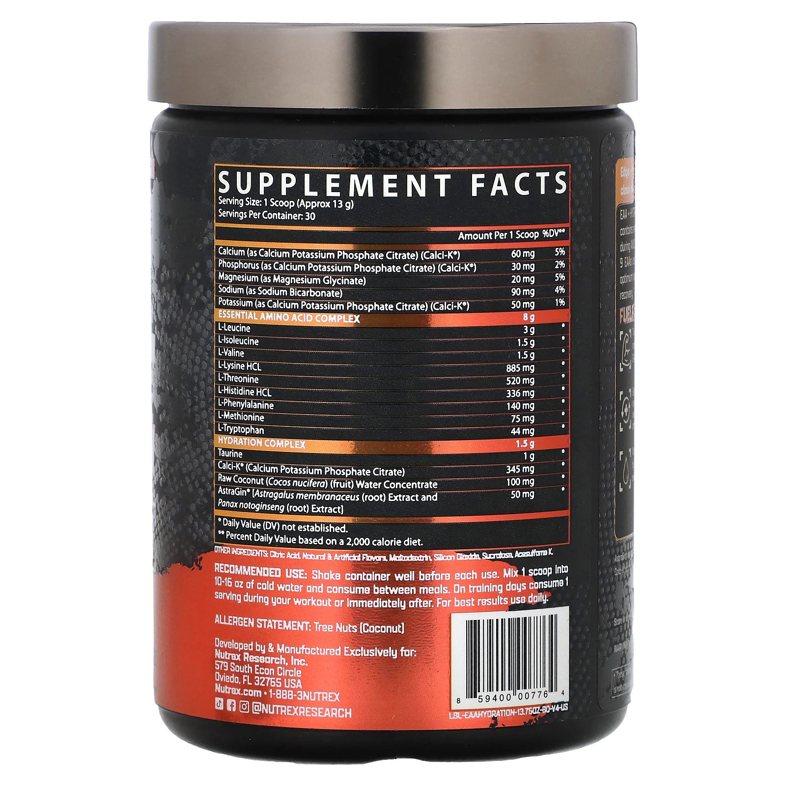2 X Nutrex Research, EAA+ Hydration, Blood Orange, 13.76 oz (390 g)
