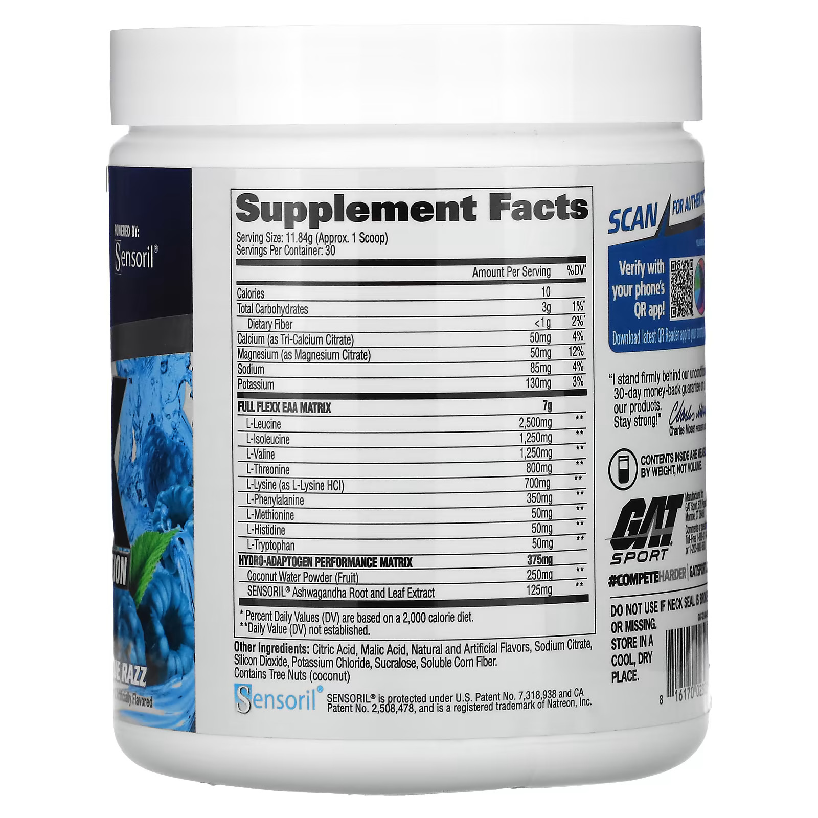 2 X GAT, Flexx EAAs + Hydration, Blue Razz, 12.69 oz (360 g)