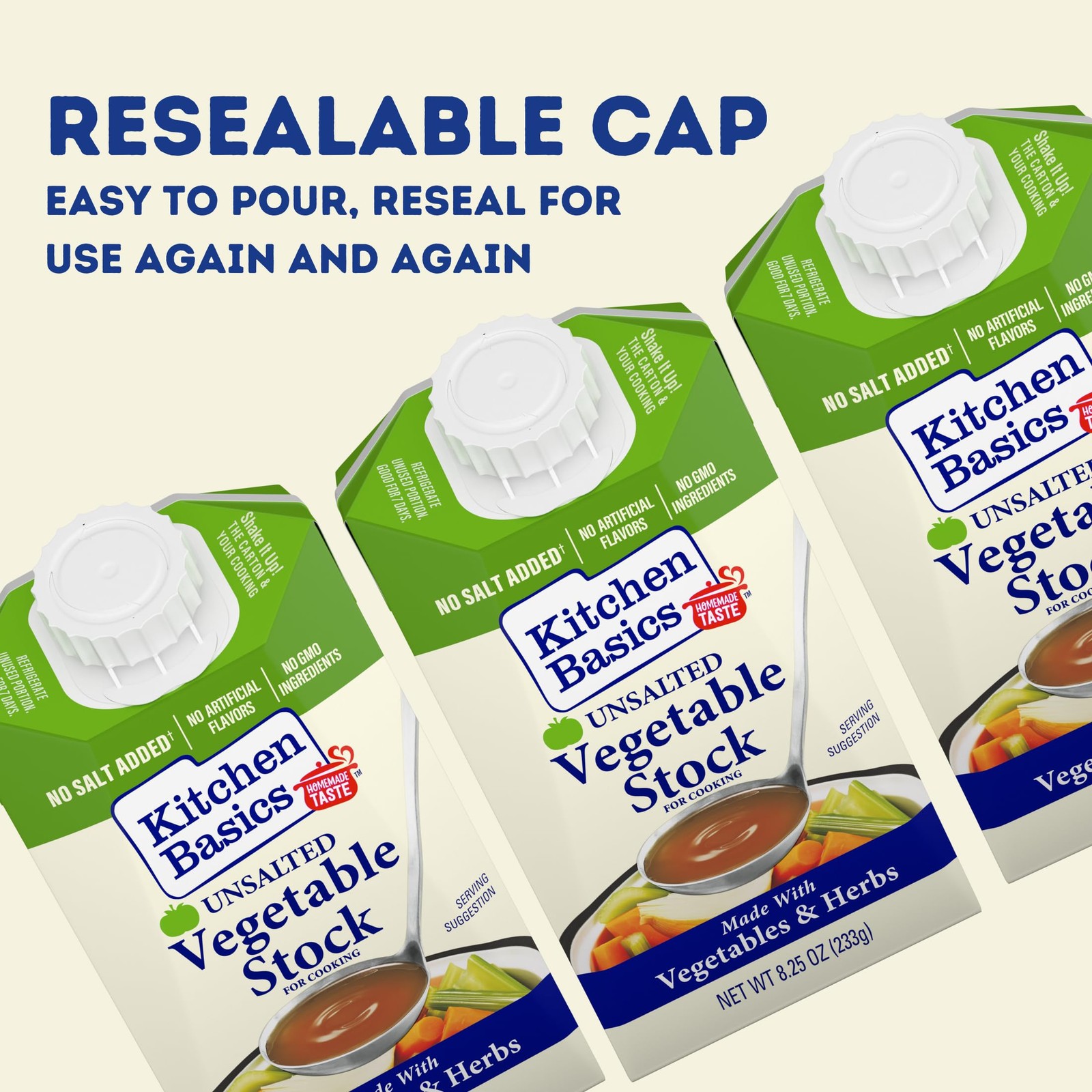 Kitchen Basics Unsalted Vegetable Stock, 8.25 oz Pack of 12 | No Artificial