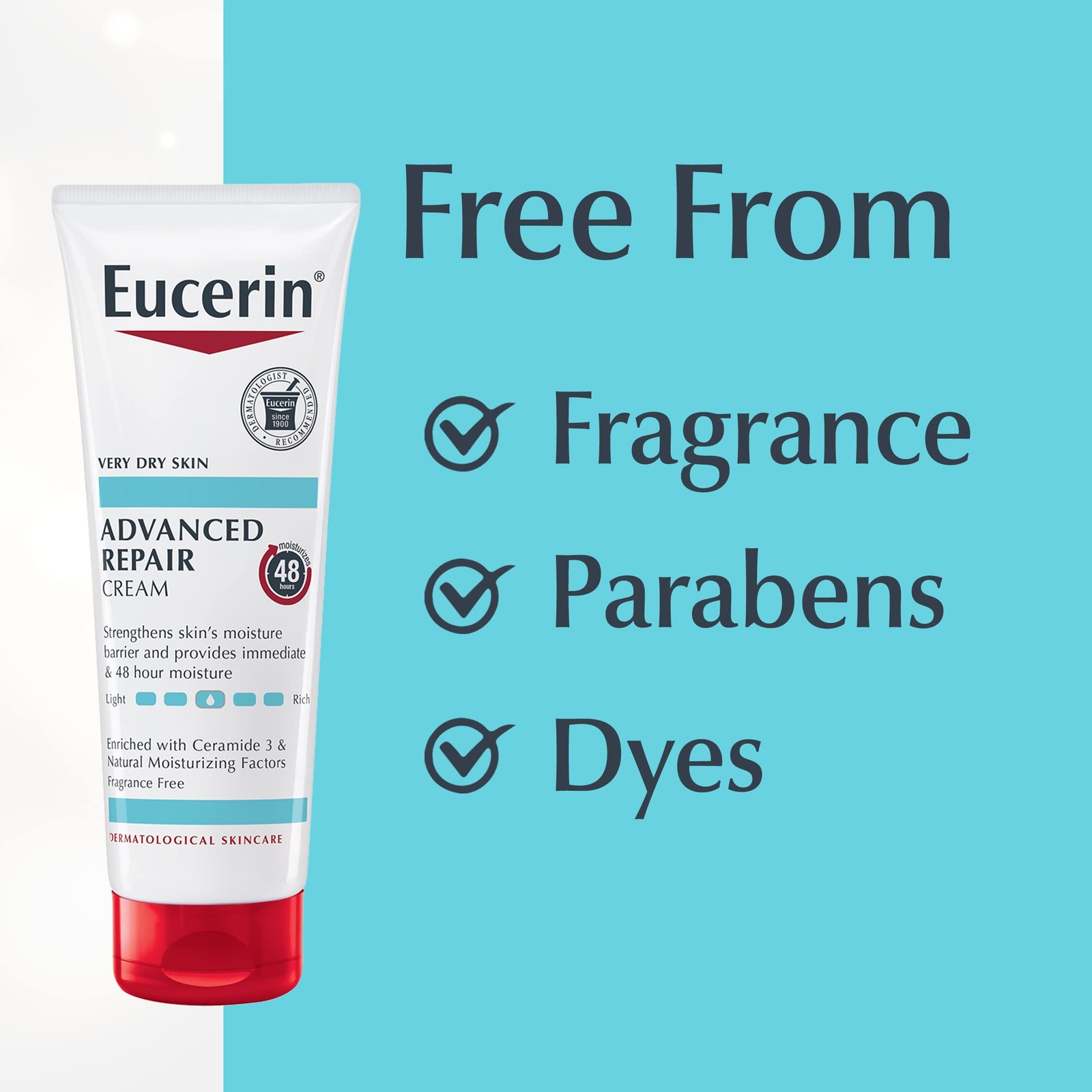 Eucerin Advanced Repair Body Cream for Very Dry 8 Ounce (Pack of 1), White