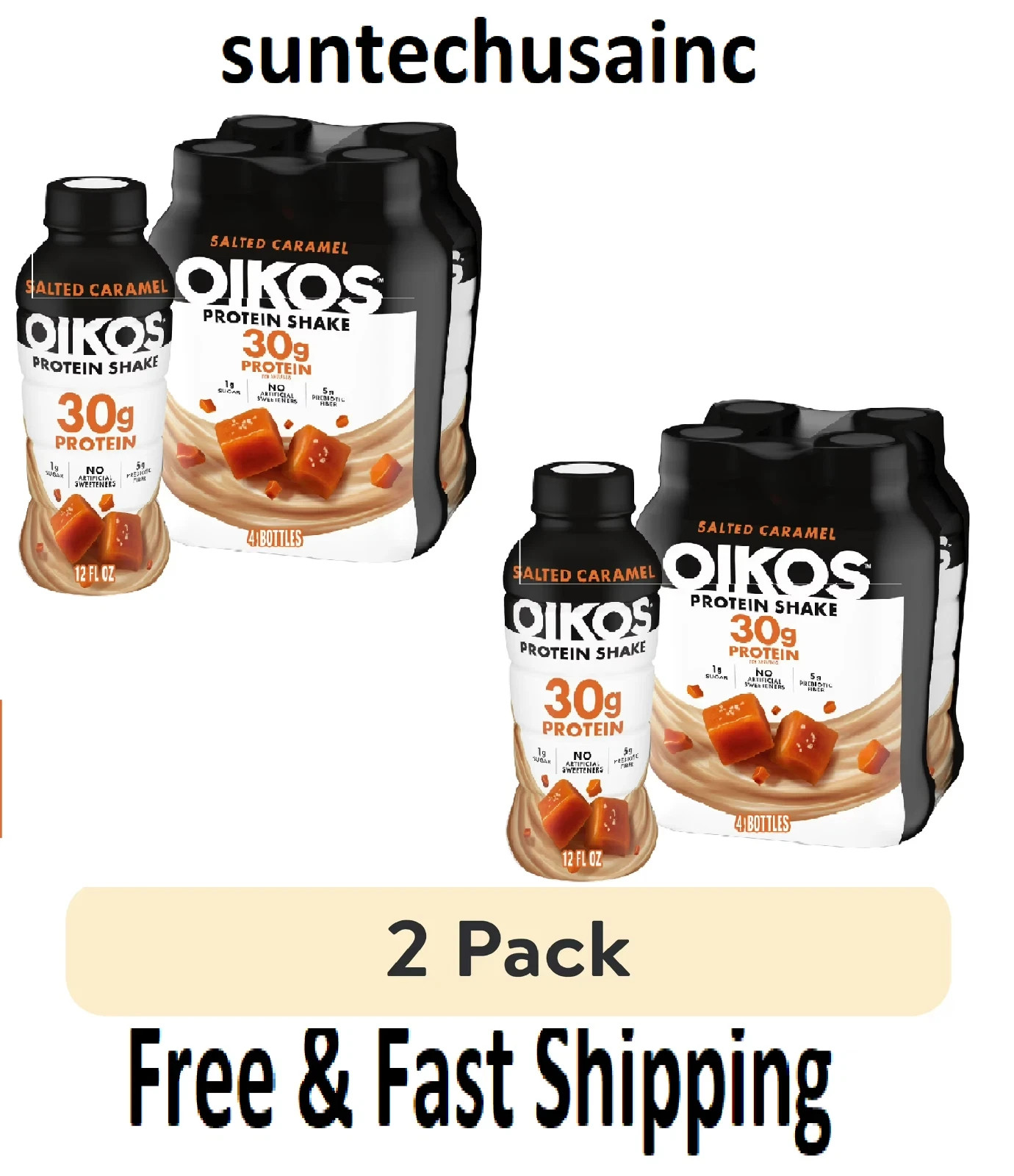 Oikos Protein Shake, Shelf Stable, Salted Caramel, 30g Protein, 12 fl oz, 8 Ct.