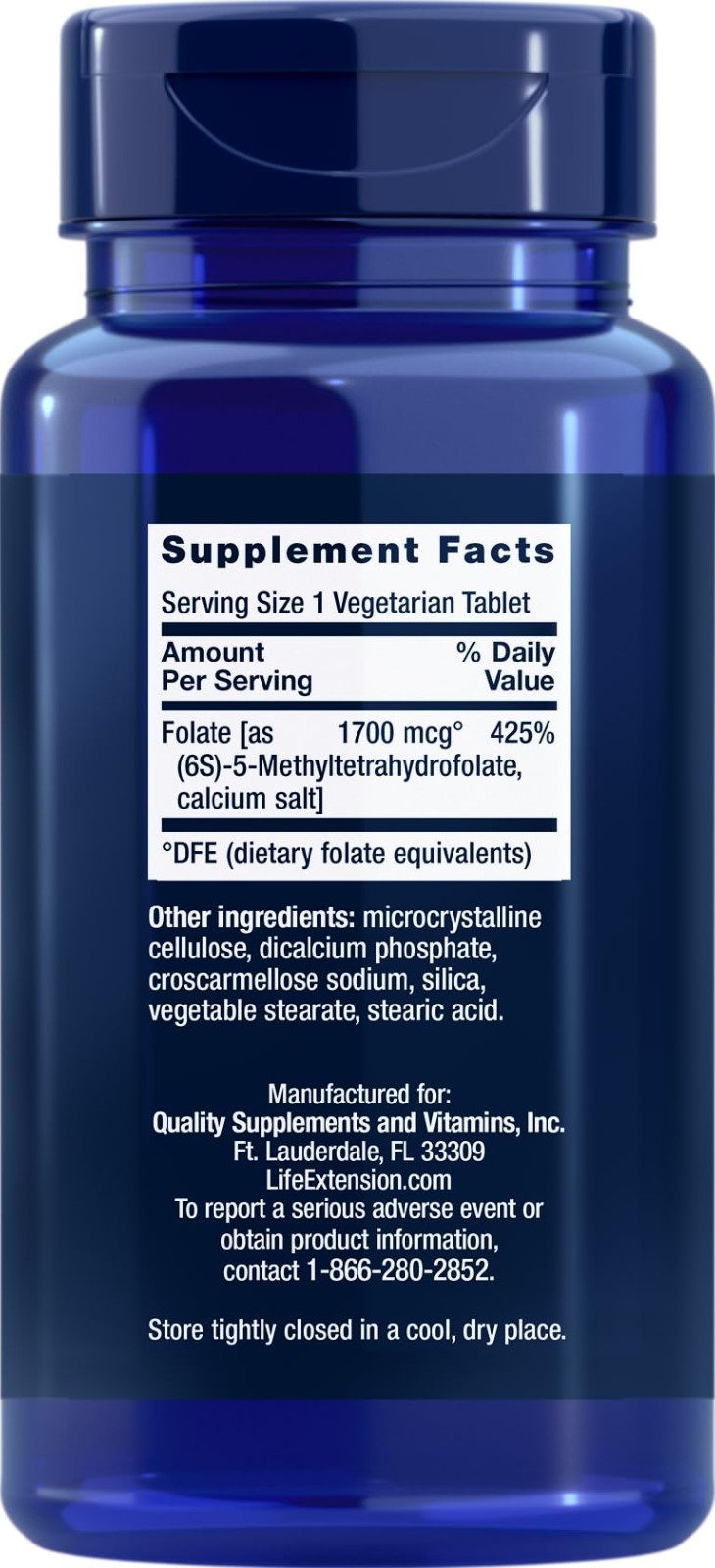 Optimized L-Methylfolate 1700 mcg DFE – 180 Veg Tablets, Pack of 2 – High Potenc