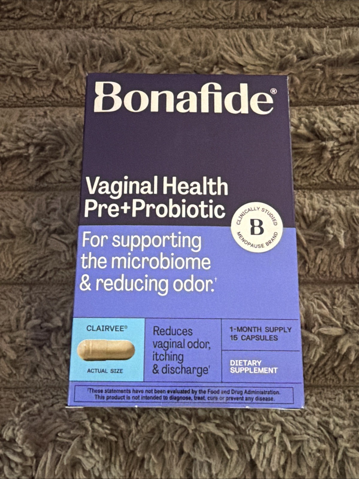 Bonafide Vaginal Health Pre + Probiotic Relief Odor Itching 15ct Caps Exp 04/27