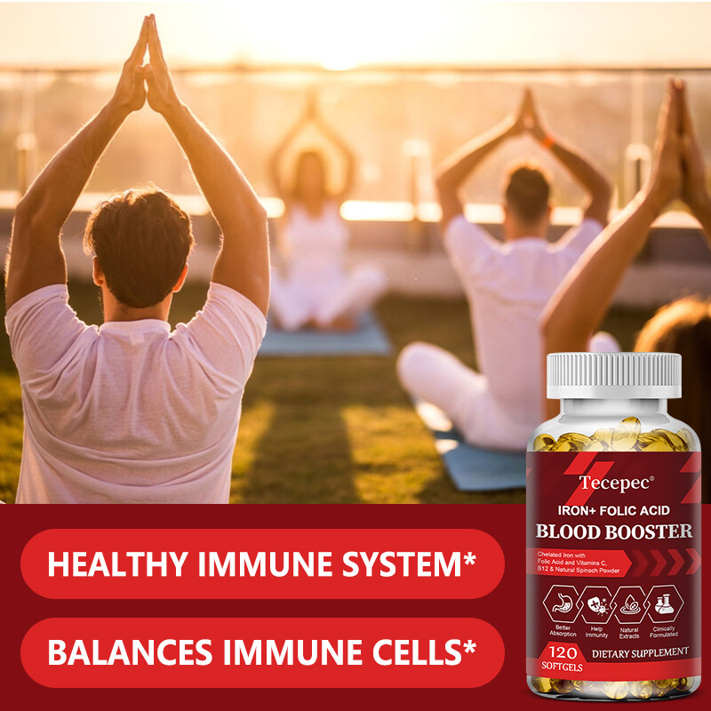 Support supplements containing iron and folic acid, 120 capsules