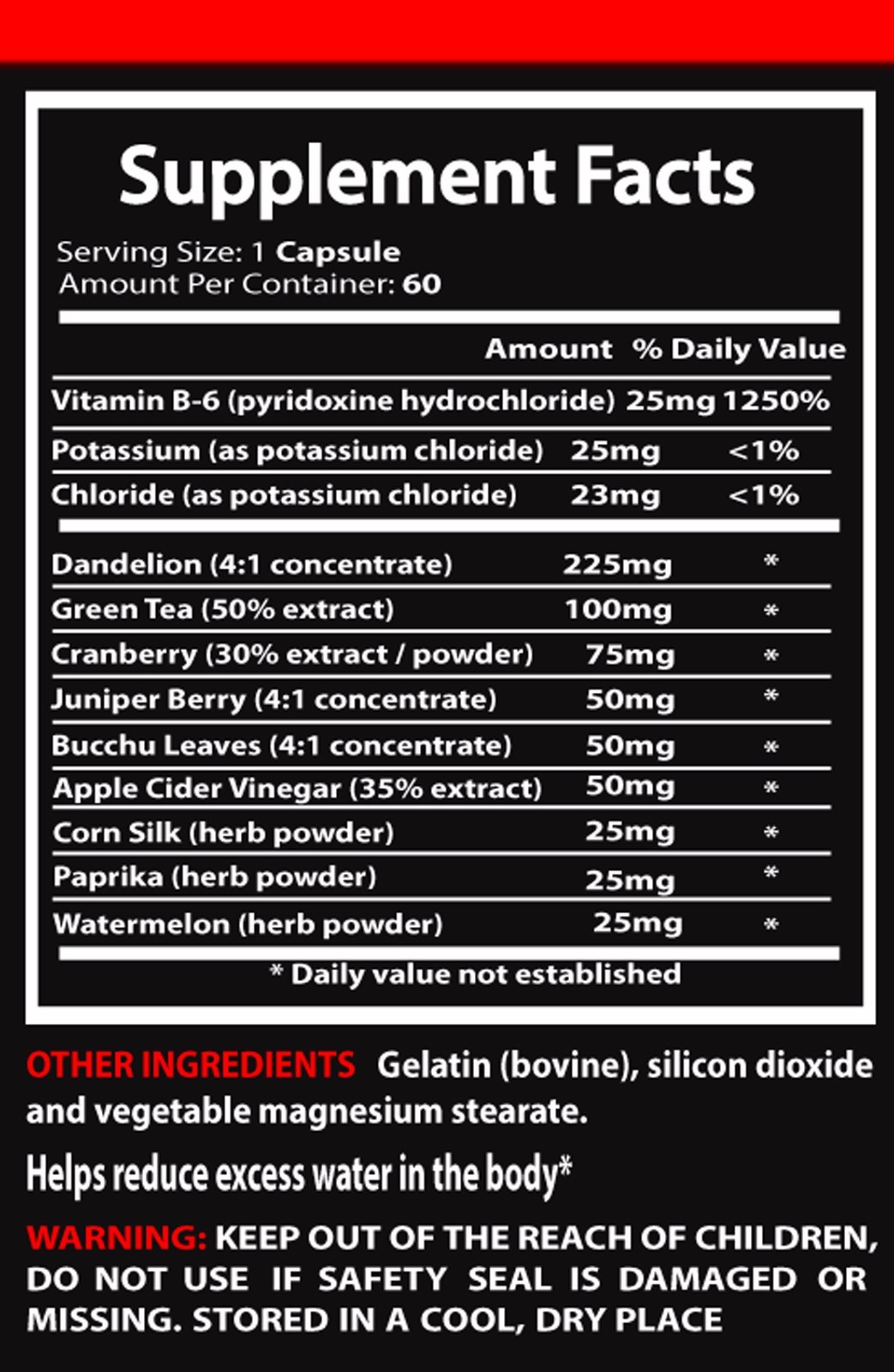 Weight loss herbs and supplements – RASPBERRY KETONES – WATER AWAY COMBO – pills
