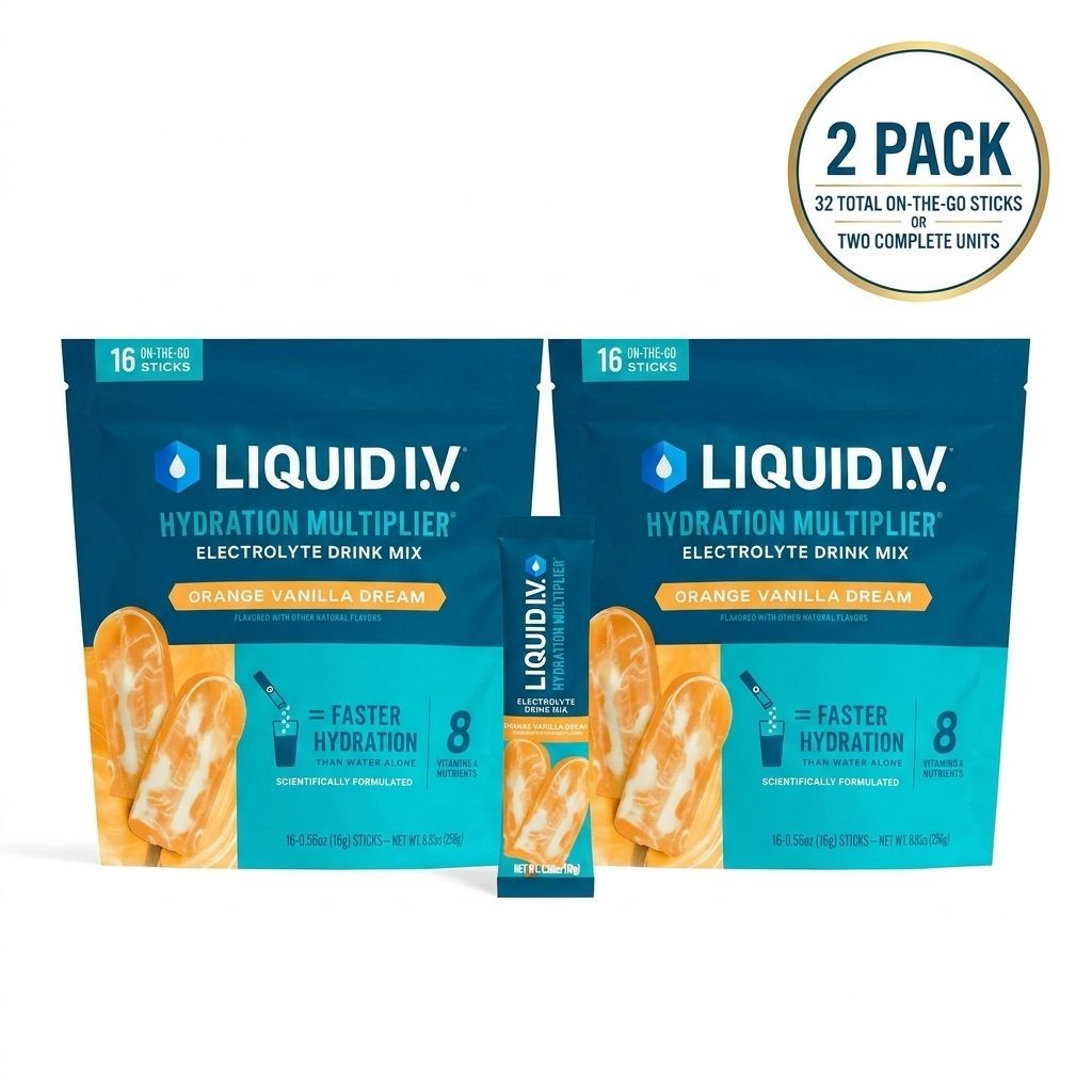 Liquid I.V. Hydration Multiplier, Orange Vanilla Dream, 2 Bags (32 Sticks Total)