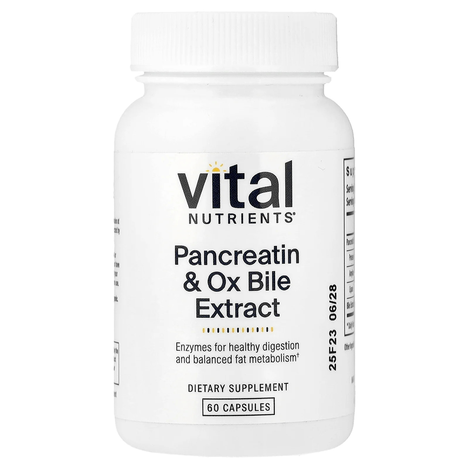 2 X Vital Nutrients, Pancreatin & Ox Bile Extract, 60 Capsules